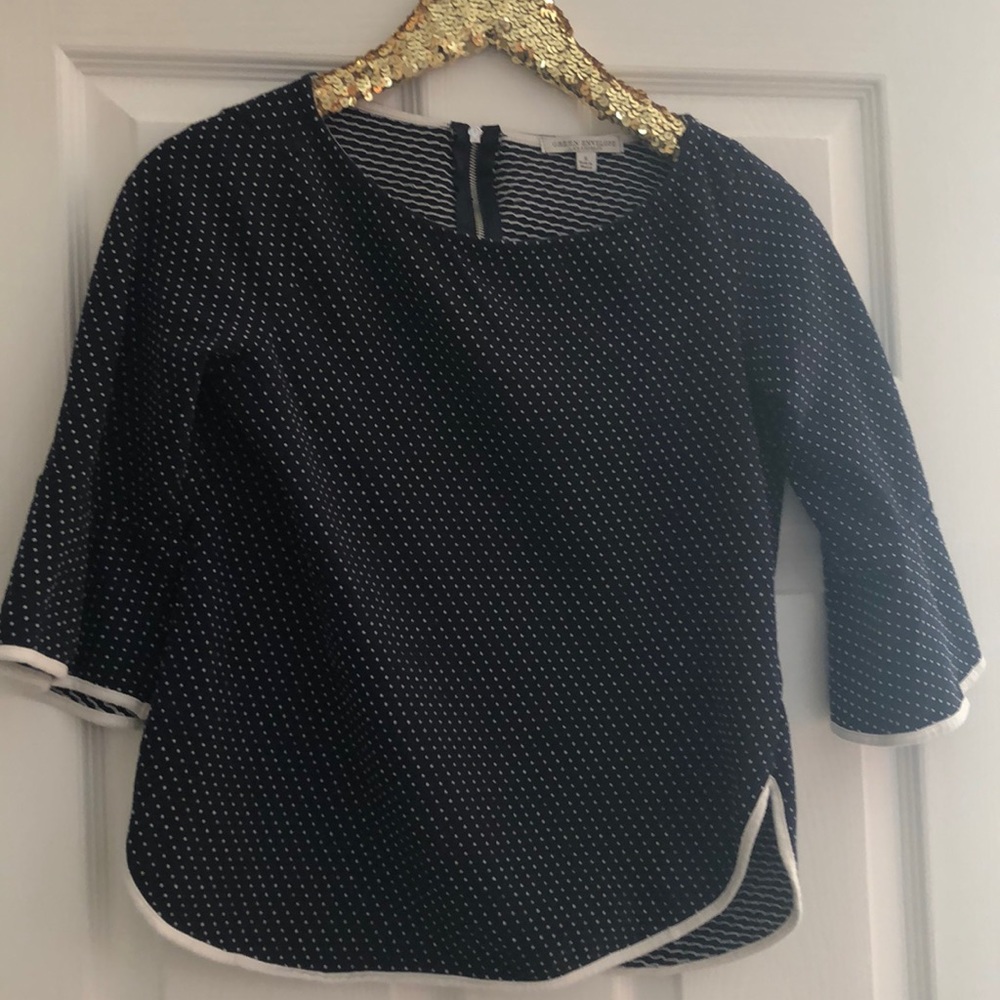 Long sleeve polka dot shirt with flare out sleeves